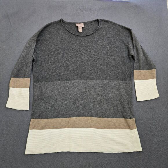 Chico's Women 0 US S/4 Colorblock 3/4 Sleeve Knit Crew Neck Tunic Top - Picture 1 of 9
